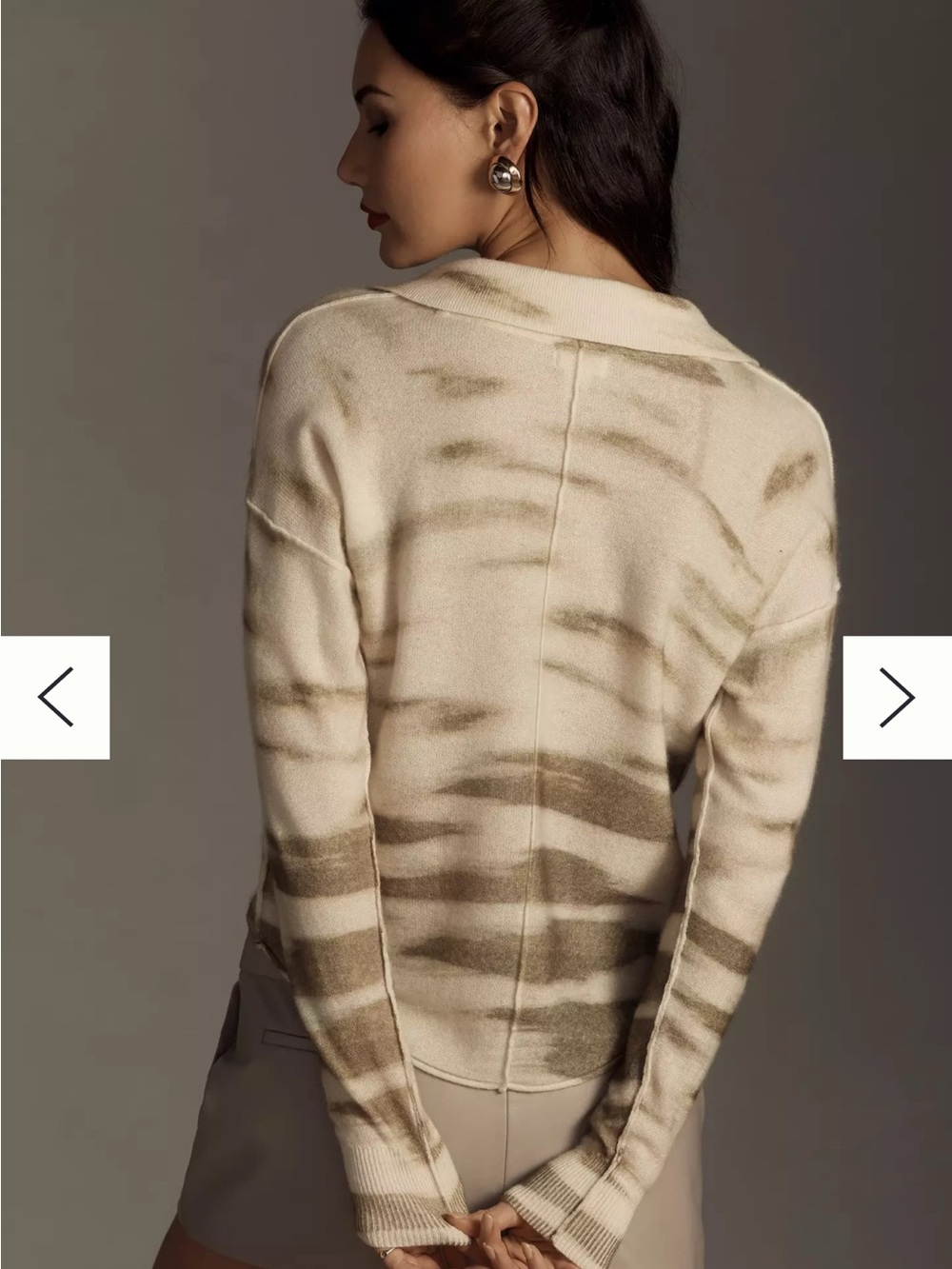 Pilcro Cream and Tan Striped Button-Up Cardigan - Picture 3 of 9